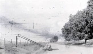 Photo-Two men repairing downed power lines