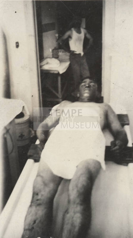 Photo- View of the body of a male suicide victim