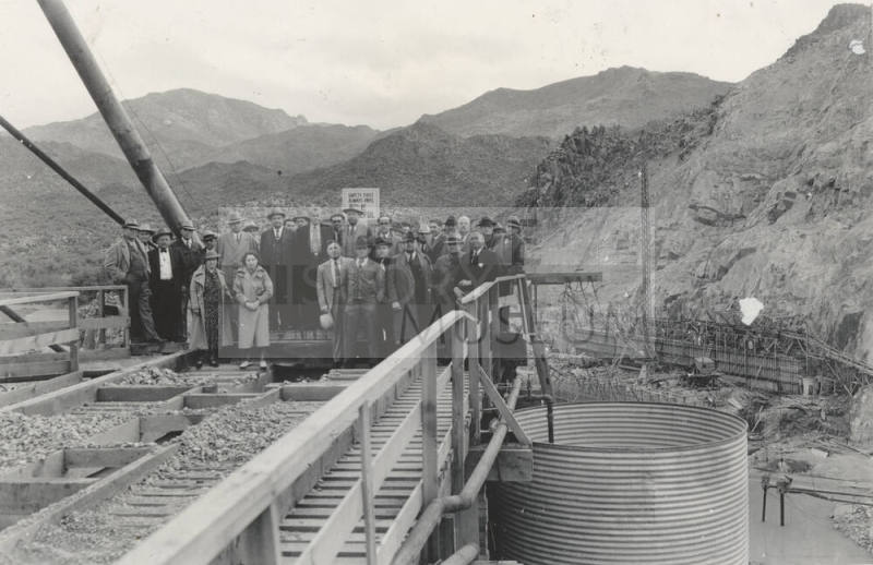 Photo- Arizona State Legislators inspecting Bartlett Dam construction progress