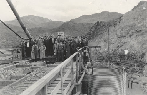 Photo- Arizona State Legislators inspecting Bartlett Dam construction progress