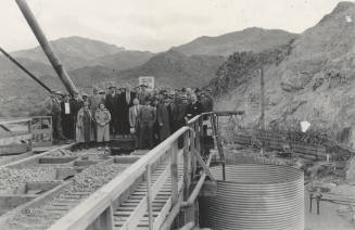 Photo- Arizona State Legislators inspecting Bartlett Dam construction progress
