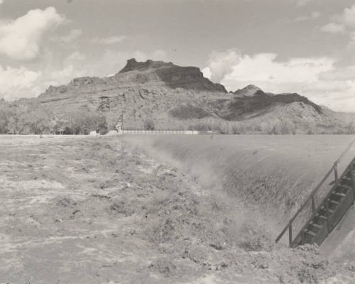 Photo- View of the Granite Reef Diversion Dam during a flood stage