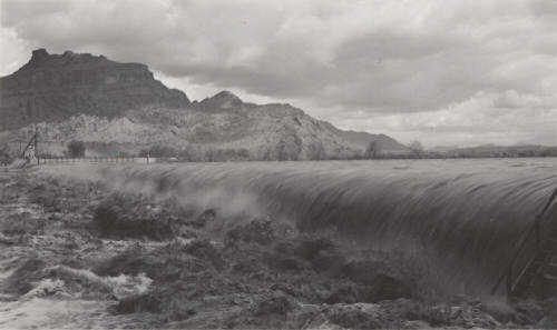 Photo-View of water flowing over the Granite Reef Diversion Dam