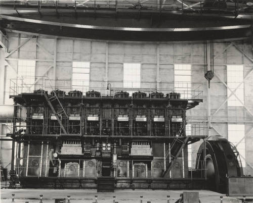 Photo- Interior of the Tempe Crosscut Power Plant with Hamilton diesel engine