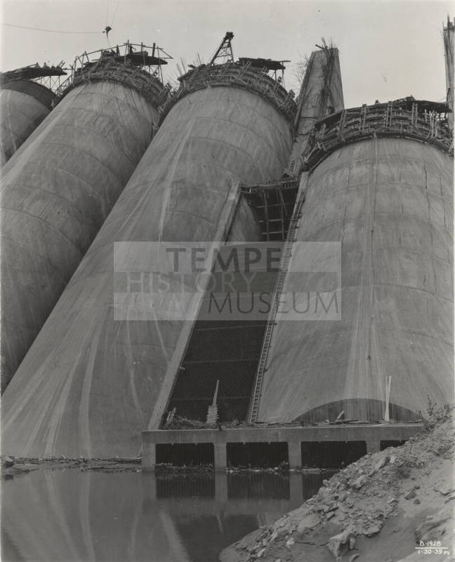 Photo- Partial construction of four buttresses at Bartlett Dam