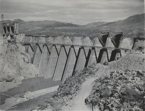 Photo- View of spillway and spillway gates opening at Bartlett Dam