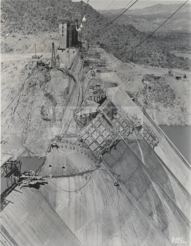 Photo- View of the partial construction of Bartlett Dam