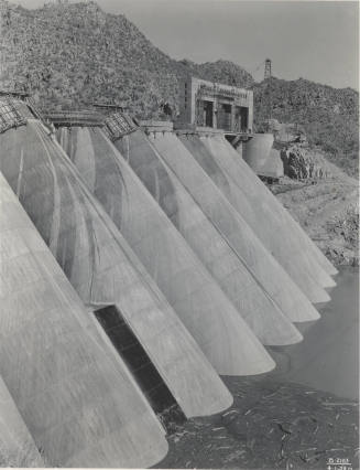 Photo- View of the construction of Bartlett Dam and the use of the arched forms
