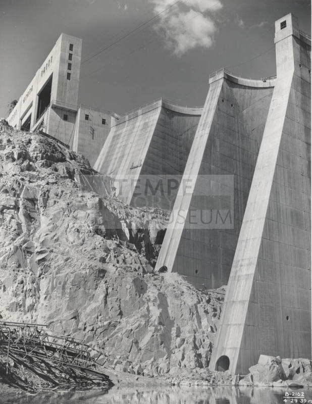 Photo- Close-up view of Bartlett Dam from the dam base