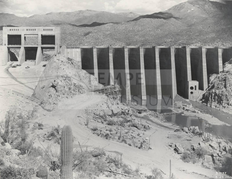 Photo- View of Bartlett Dam near completion