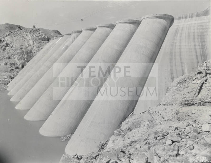 Photo- Close-up view of completed arches adjacent to right gravity abutment