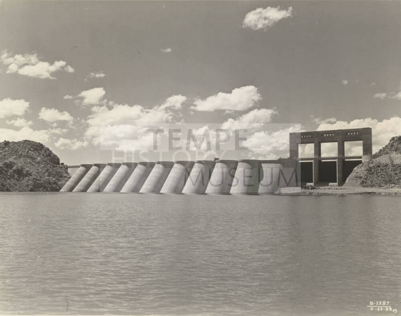Photo- View of Bartlett Dam with filled lake