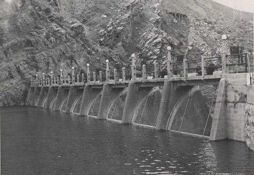 Photo-View of south spillway at Roosevelt Dam