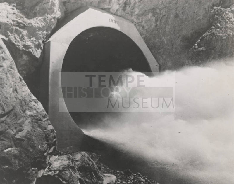 Photo-View of water coming out of the Horse Mesa Dam Tunnel