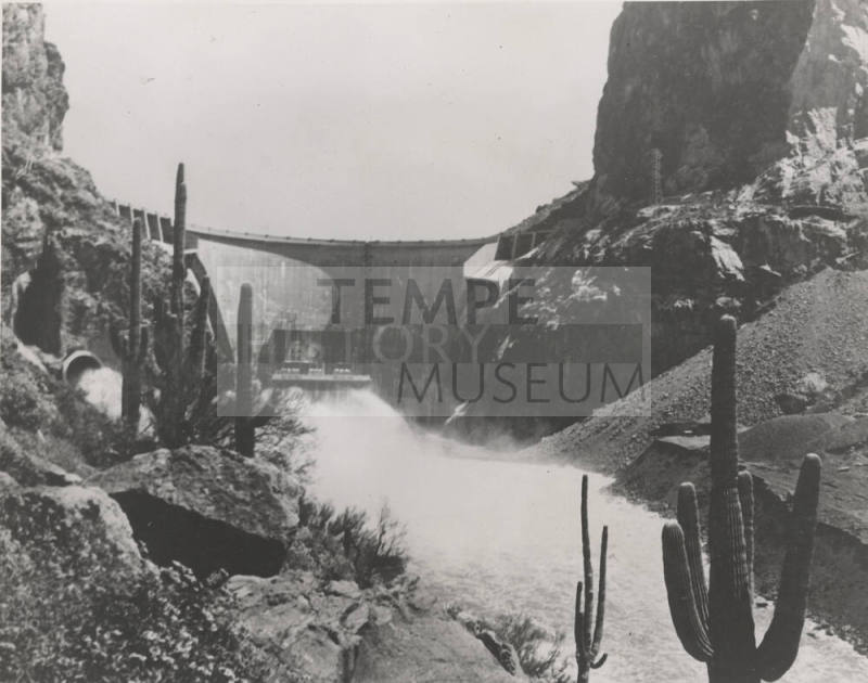 Photo-View of water being released at Horse Mesa Dam