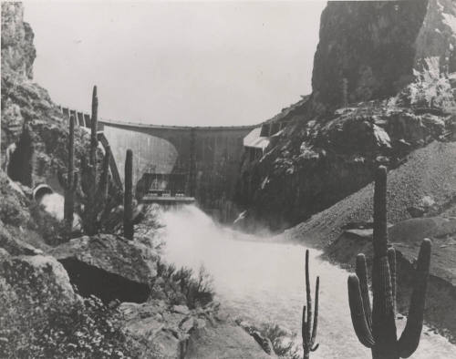 Photo-View of water being released at Horse Mesa Dam