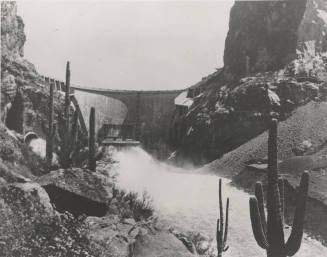 Photo-View of water being released at Horse Mesa Dam