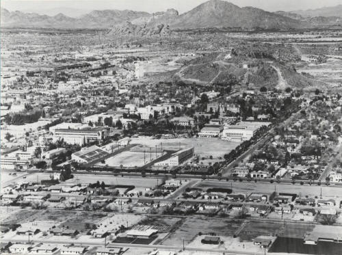 1955 aerial view of the campus at Arizona State University