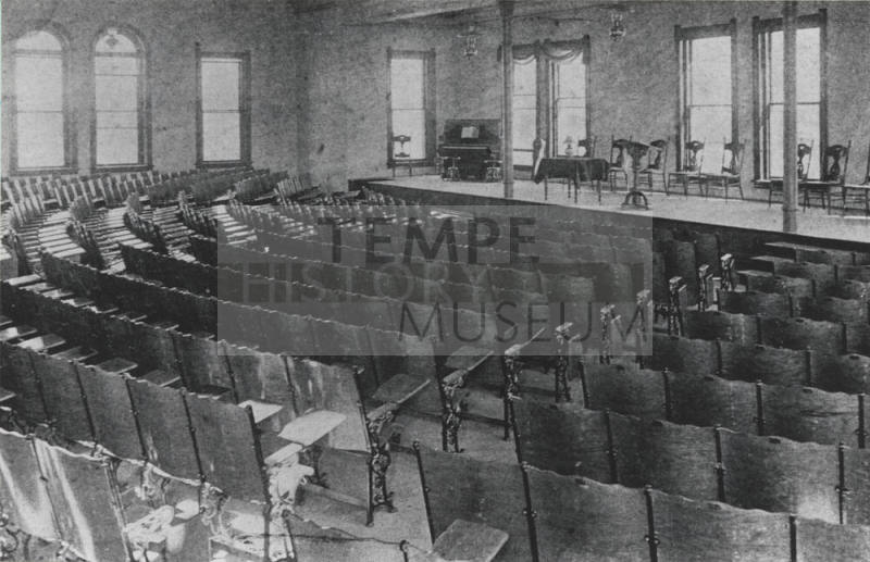 Auditorium in Old Main building showing the lectern which was retired in 1972