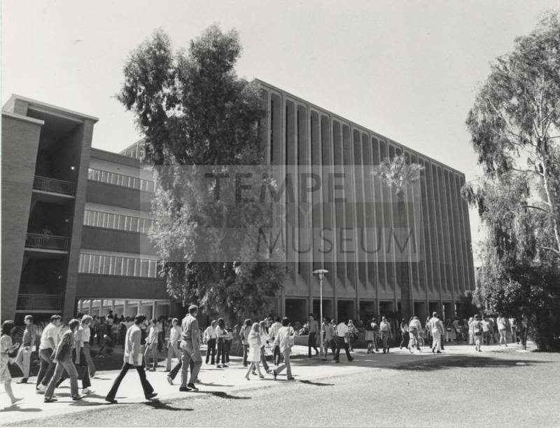Life Sciences Building during class break at Arizona State University