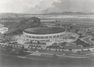 Photo of rendering of proposed Physical Education facility at Arizona State Univ