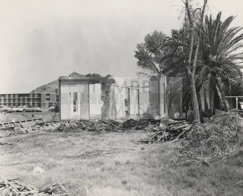 Demolition project near Saguaro Hall at Arizona State University