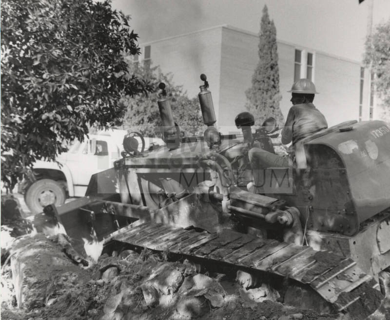Construction site showing man operating a bulldozer at Arizona State University