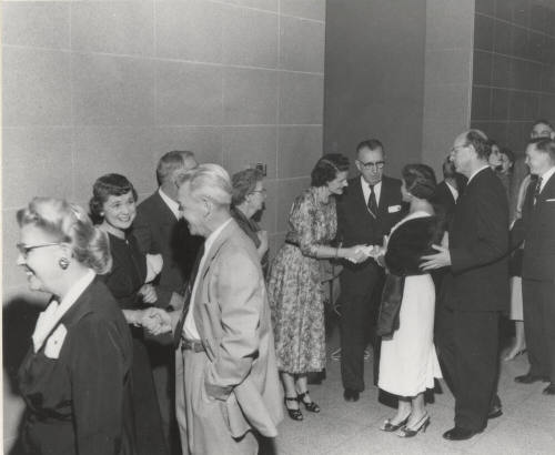 Memorial Union dedication showing receiving line at Arizona State University