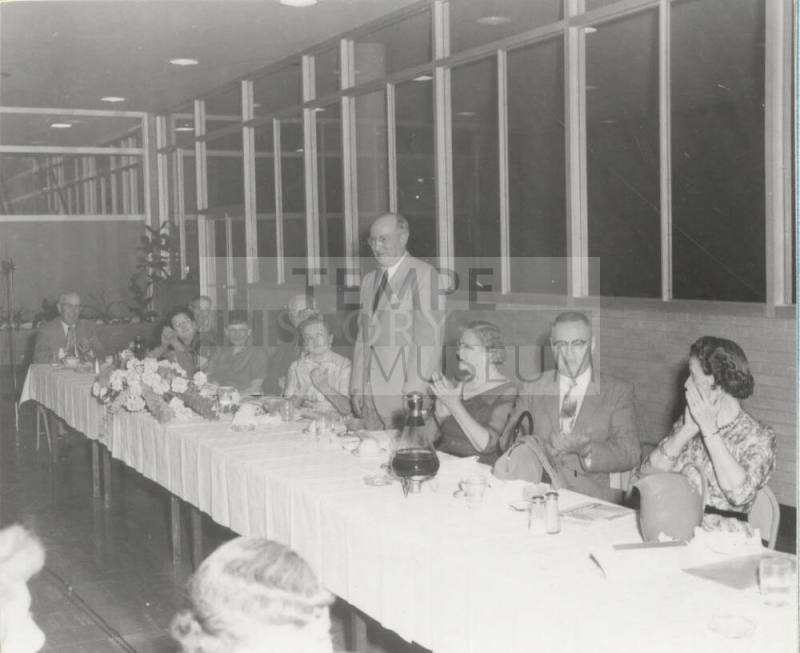 John B. Mills speaks to Memorial Union Fund Drive committee members