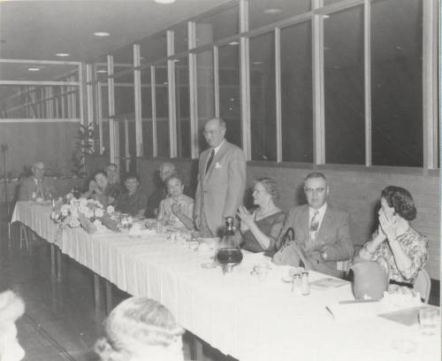 John B. Mills speaks to Memorial Union Fund Drive committee members