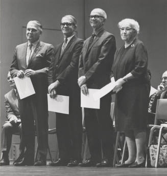 Dedication of Ira D. Payne Education Complex with four Payne's on the platform