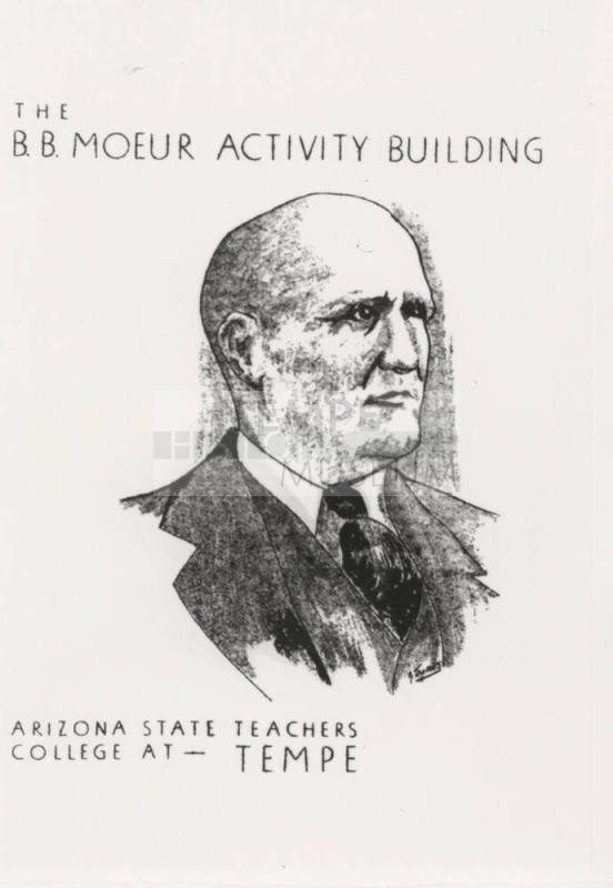Photo of drawing for cover of  B. B. Moeur Activity Building Dedication Program