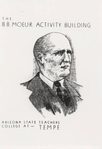 Photo of drawing for cover of  B. B. Moeur Activity Building Dedication Program