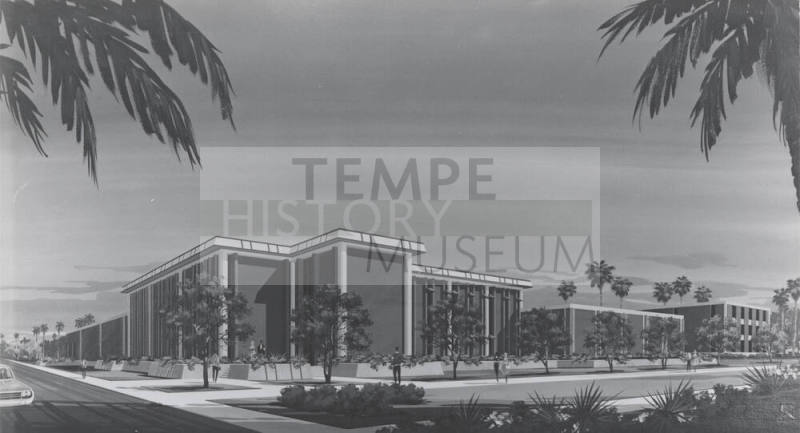 Photograph of rendering of Physical Plant Building