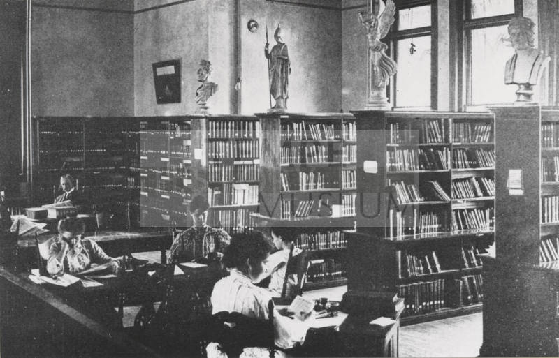 "The Normal School Library in 1907 was on the second floor of Old Main Building"