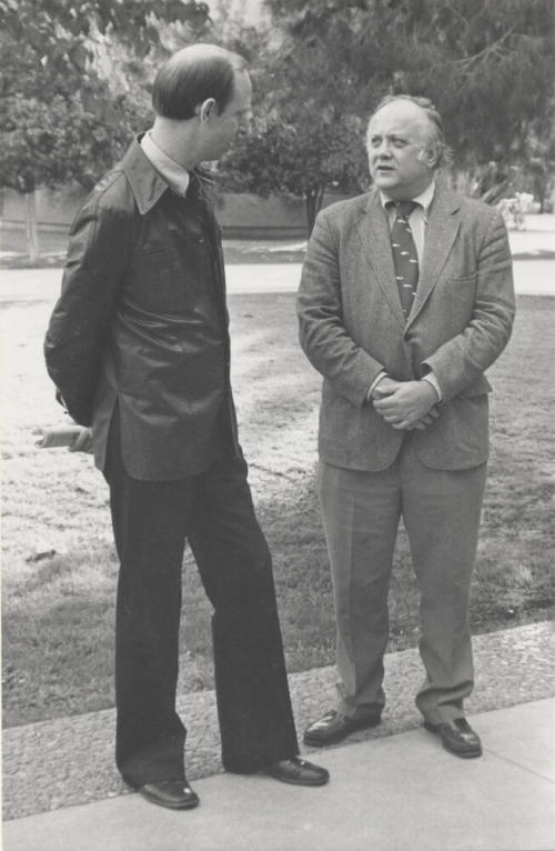 Dr. John Doebler, A.S.U. Professor of English visits Dr. Alanheimert, of Harvard