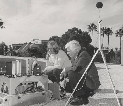 Dr. C. E. Wallace, Professor of Engineering and graduate student Tom Jehring