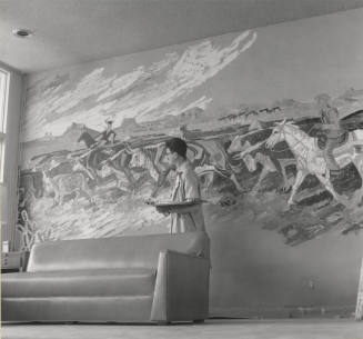 Dr. Harry Wood, Art Department Head, painted a mural in Memorial Union