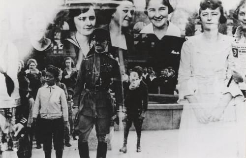 General John J. Pershing, in an interesting composite photo, visiting campus