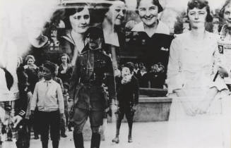 General John J. Pershing, in an interesting composite photo, visiting campus