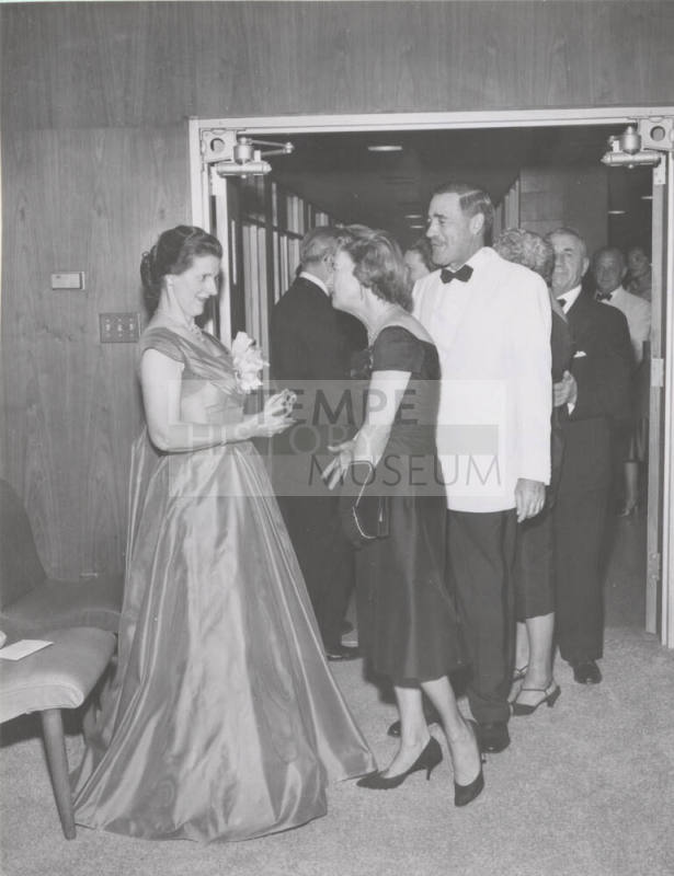Kathryn Gammage greets Mrs. Marcus Westervelt at 10th Anniversary party