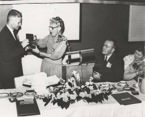 Mabel Walker Willebrandt receives Diamond of Distinction from President Durham