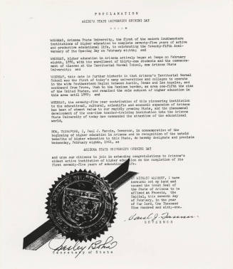 Proclamation of Arizona State University's Opening Day