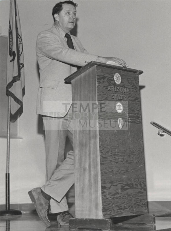 Speaker at portable podium