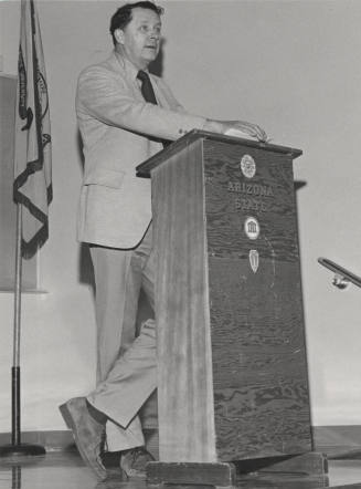 Speaker at portable podium