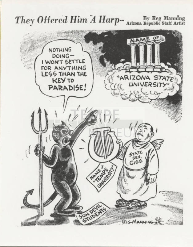 Reg Manning cartoons on Arizona State University's name change