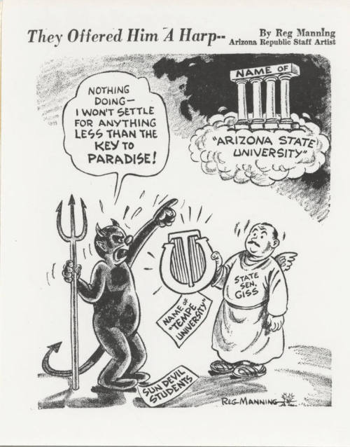 Reg Manning cartoons on Arizona State University's name change