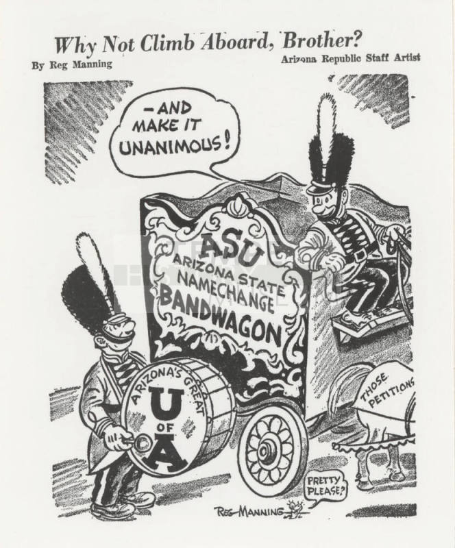 Reg Manning cartoons on Arizona State University's name change