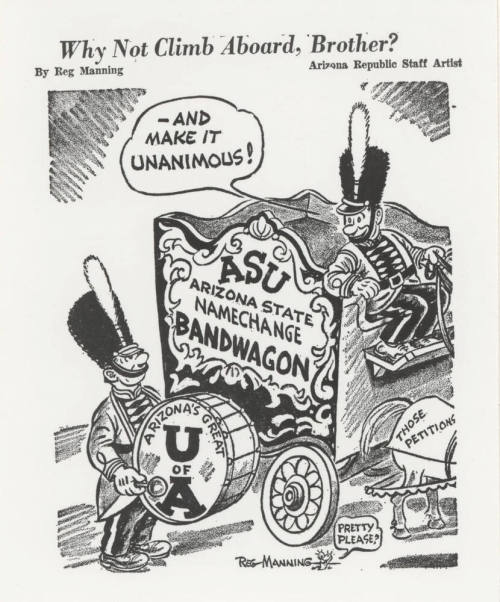 Reg Manning cartoons on Arizona State University's name change