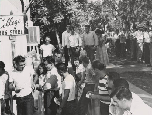 Students in Line to Purchase Textbooks at the College Book Store